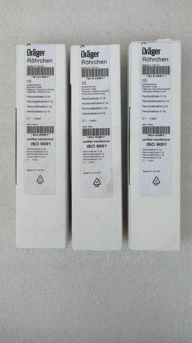 DRAGER PERCHLOROETHYLENE 1/A 0.1…4 PPM 8101551 GAS DETECTION TUBE EXP-01/2026