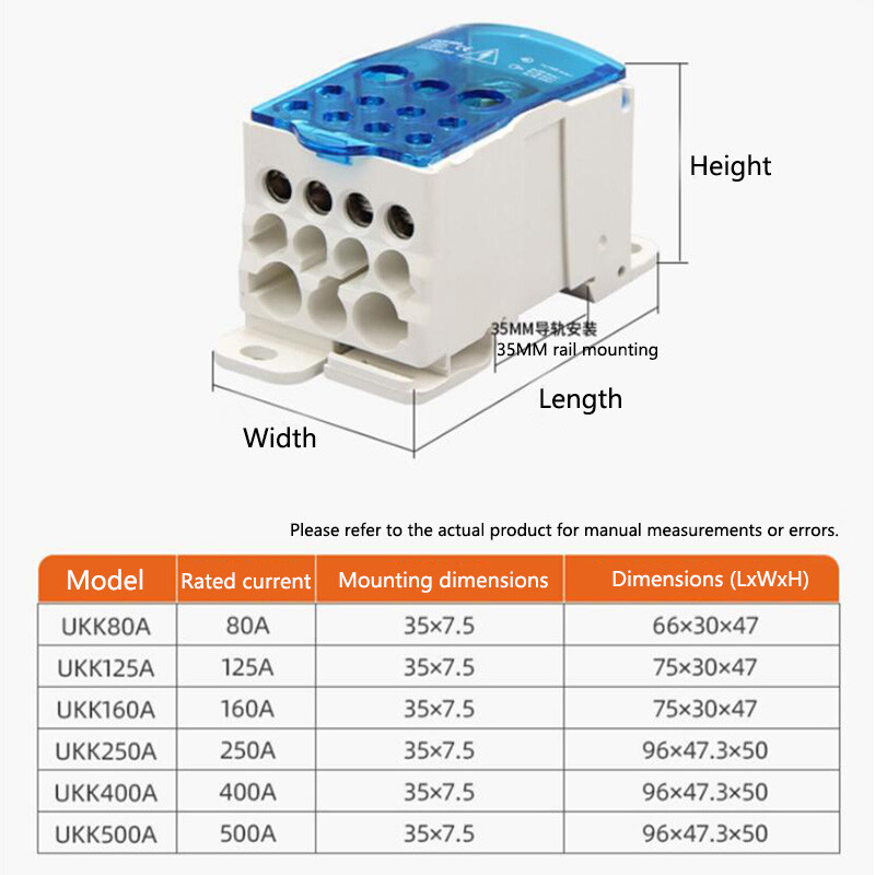 UKK80A UKK125A- UKK500A Wire Connector Terminal Block 1 In Many Out Din Rail Box