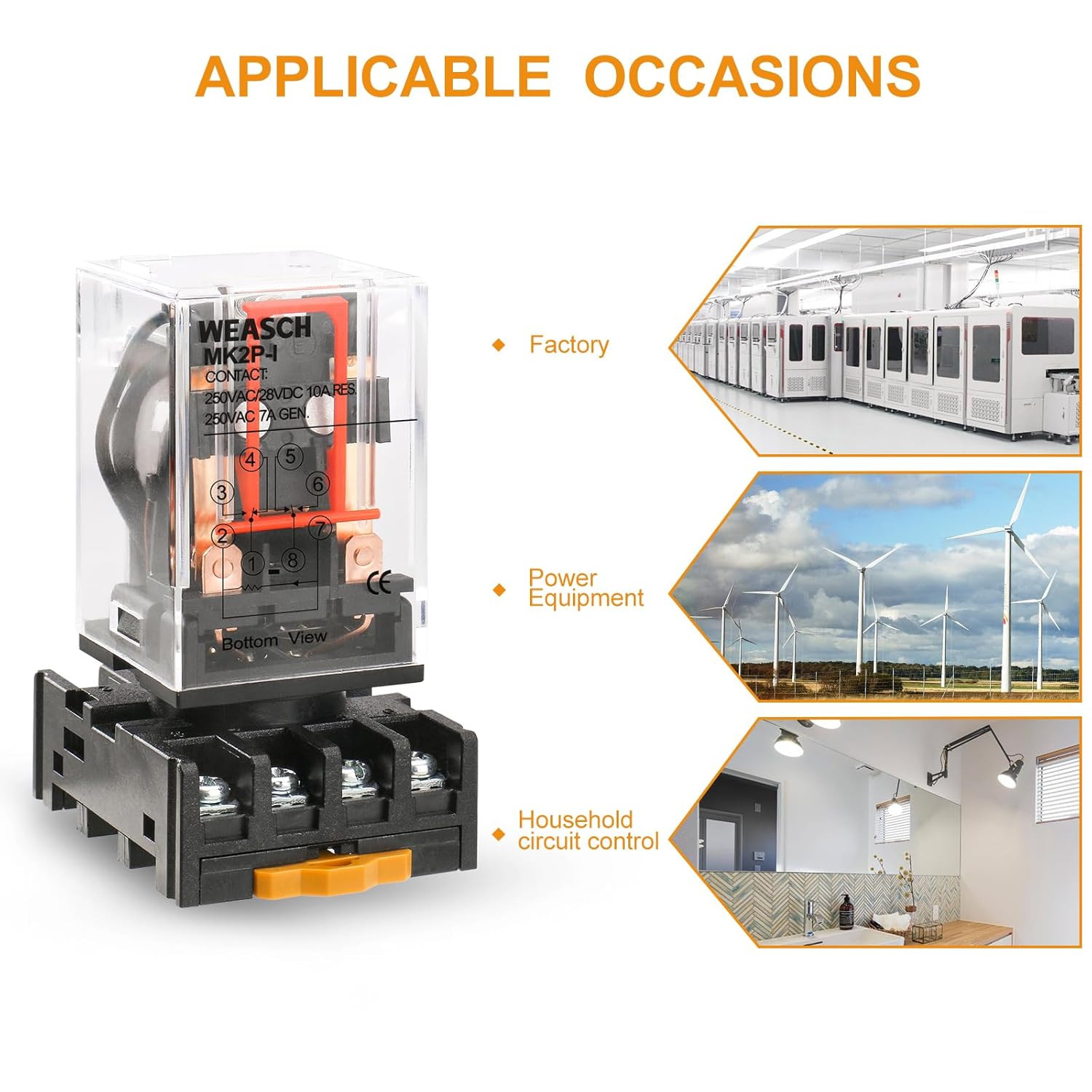 Power Relay MK2P-I AC 110V Coil DPDT 8 Pin with Plug-In Terminal Socket Base
