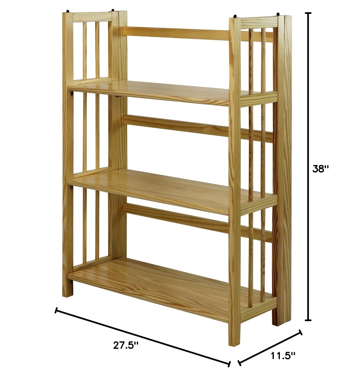 Casual Home 3-Shelf 27.5″ Wide Folding Stackable Bookcase, Natural (New)