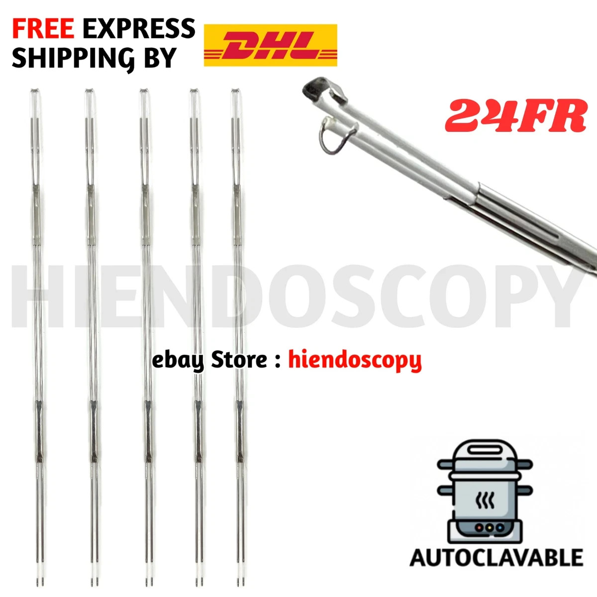 BIPOLAR CUTTING LOOP RESECTOSCOPE DOUBLE STEM 24fr PACK OF 05 CE NEW