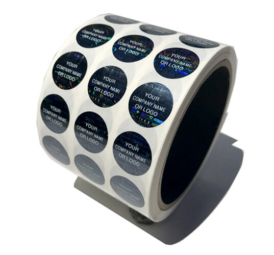 Custom Printing Tamper Evident Holographic Black Security Label Seal Sticker .75