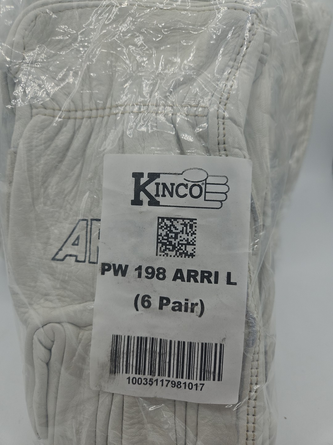 Kinco PW 198 ARRI L COWHIDE WORK GLOVES W/ Palm Patch Farm/ Garden/ Construction