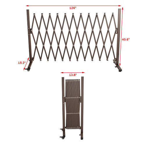 Lojok 126/201×15.2×40.6 inches Aluminum Portable Barricade Gate with Casters
