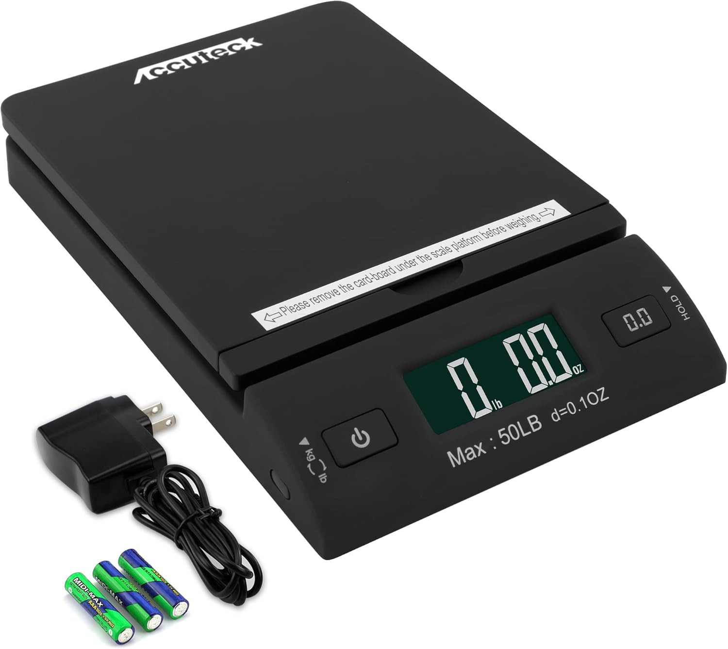 50 Lb All-In-One Black Digital Shipping Postal Scale with Adapter (W-8250-50B)