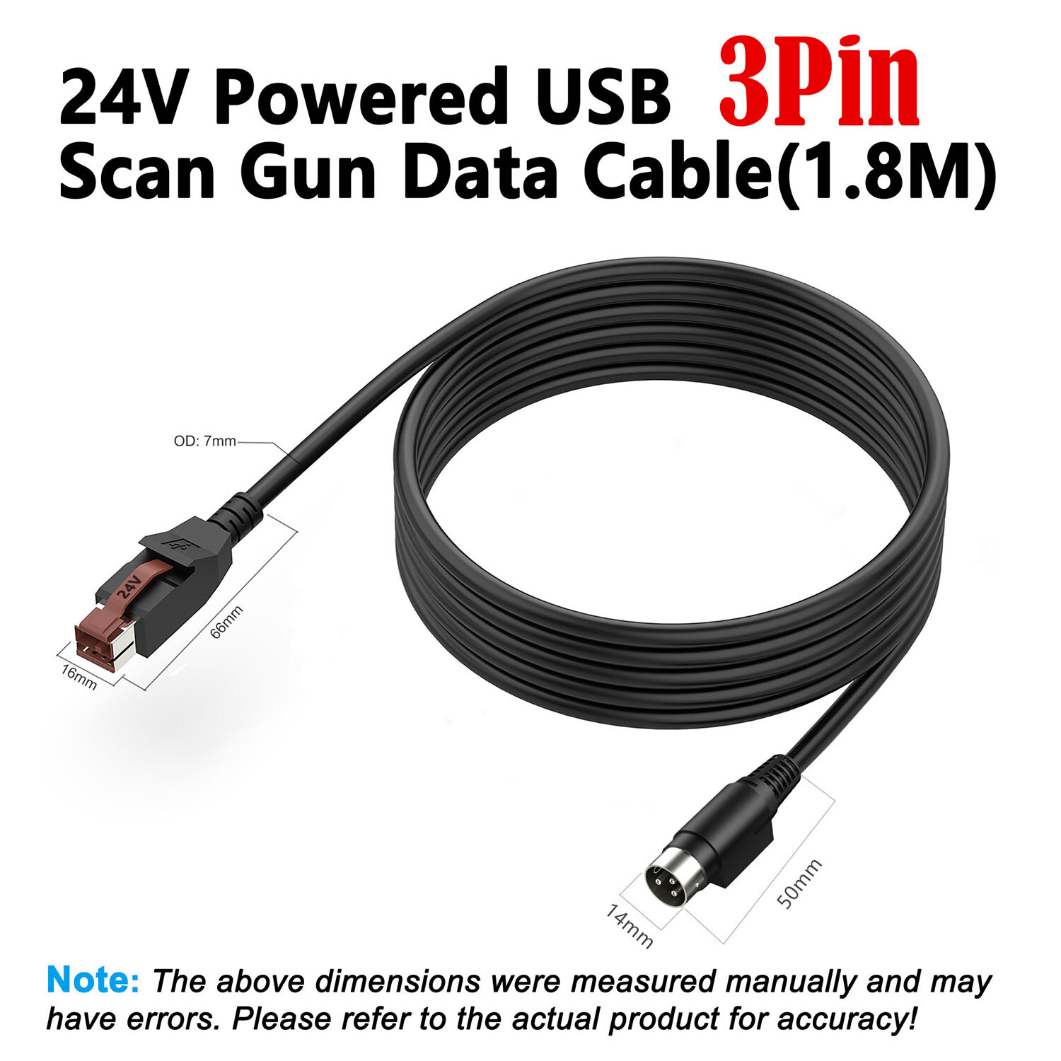 1x USB Powered to Hosiden DIN 3 Pin Power Adapter Cable for IBM Epson POS System