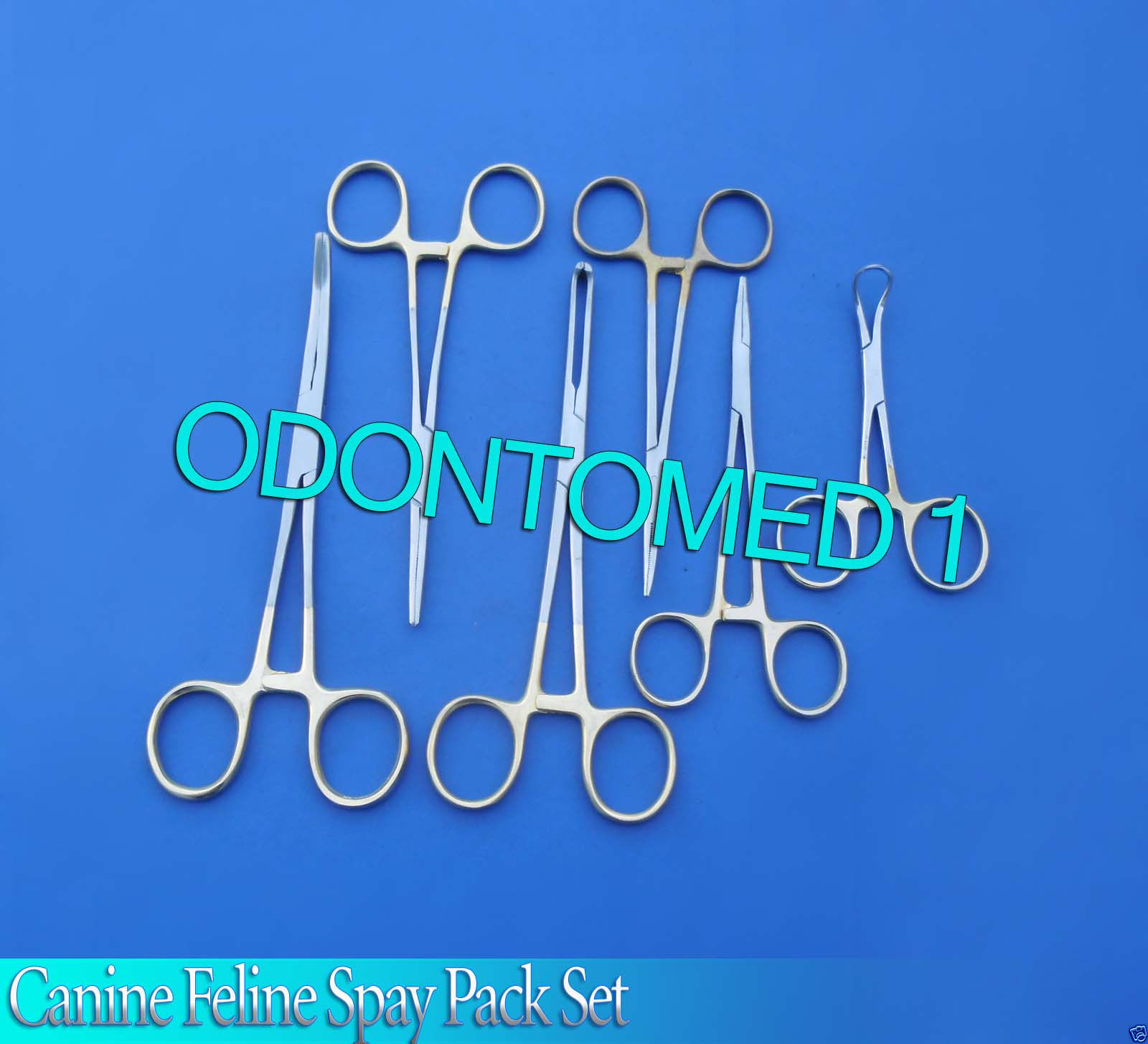 6 PCS CANINE FELINE SPAY PACK SURGICAL INSTRUMENTS KIT WITH GOLD HANDLE DS-1046