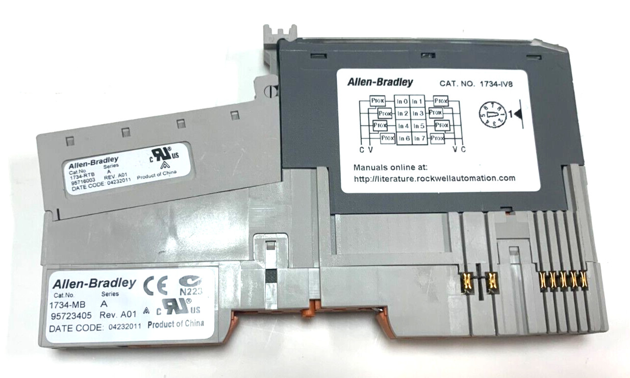 Clean! Allen-Bradley 1734-IV8 24V Source Input Module w/1734-MB Mounting Base