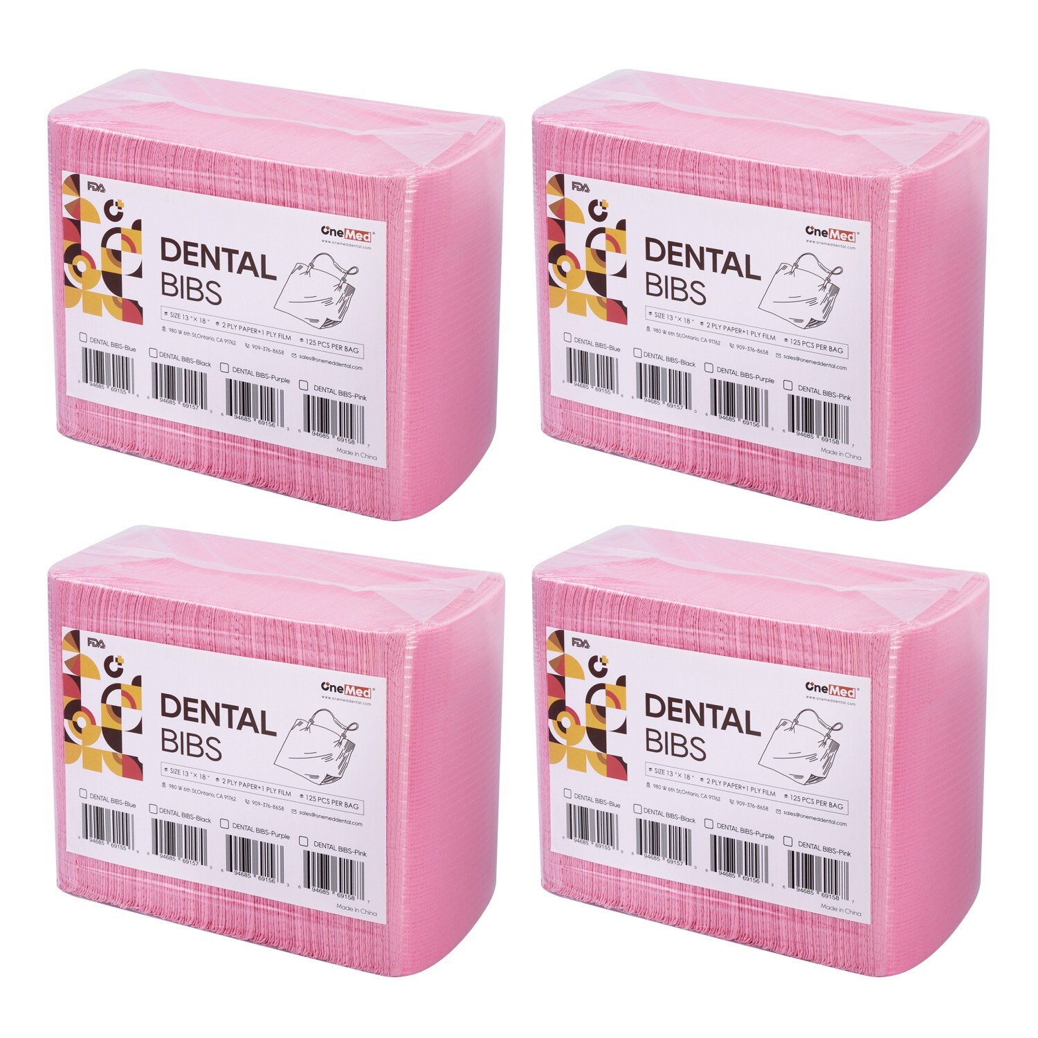 500pcs(4 Bags) 13″x18″ Pink Disposable Dental Bibs,Waterproof Resistant Napkin