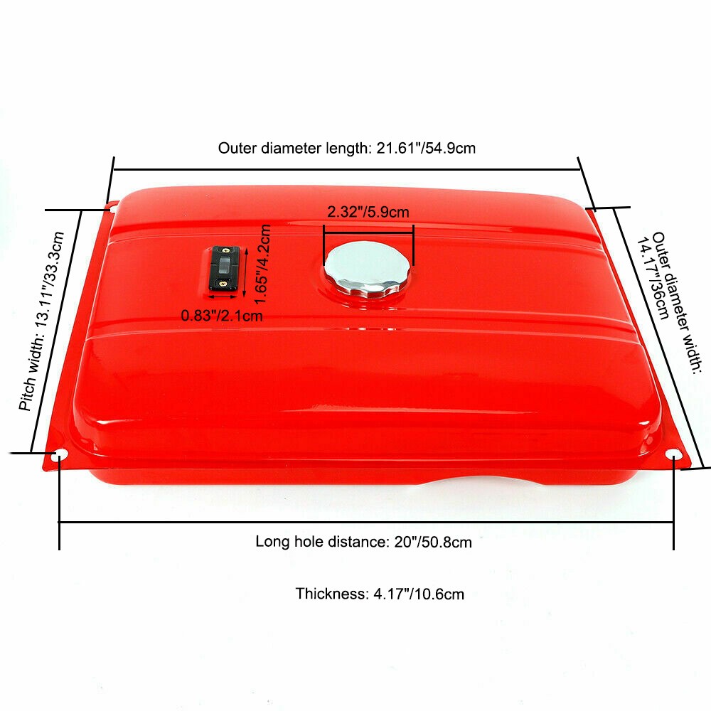 4 Gal Universal Generator Gas Fuel Tank w/ Chrome Cap Gauge Petcock Valve Red