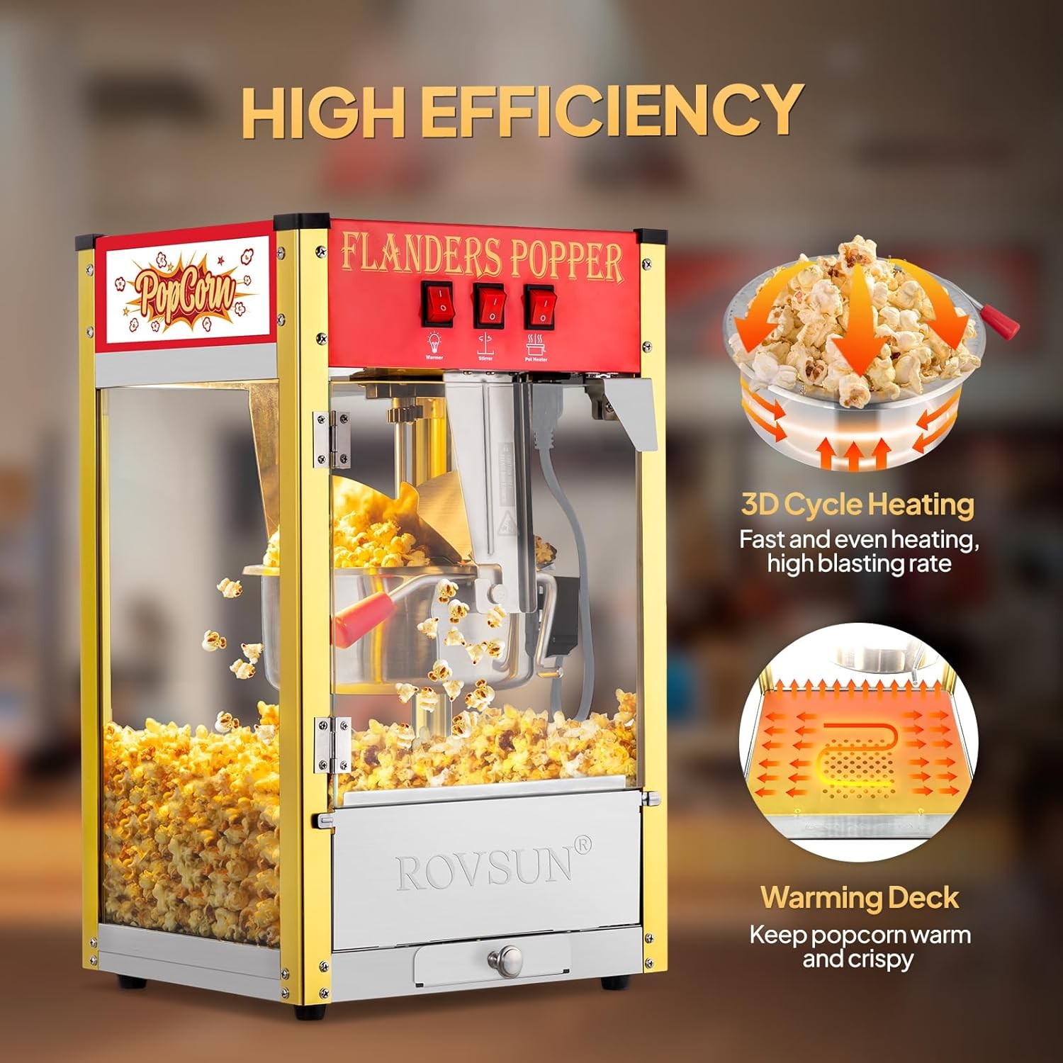 ROVSUN 8oz 32 Cups Commercial Popcorn Popper Maker Machine 850W Bar Service Red
