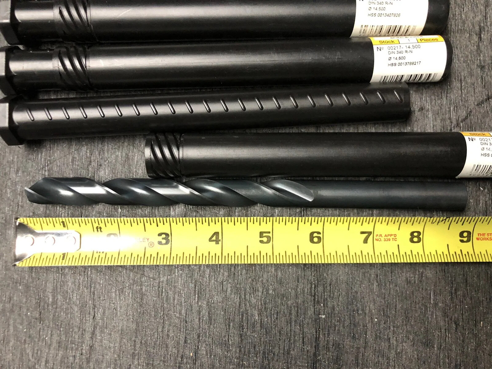 GUHRING 14.50 MM EXT LENGTH DRILLS HSS BLACK OXIDE LOT OF 6 NEW / UNUSED LATHE