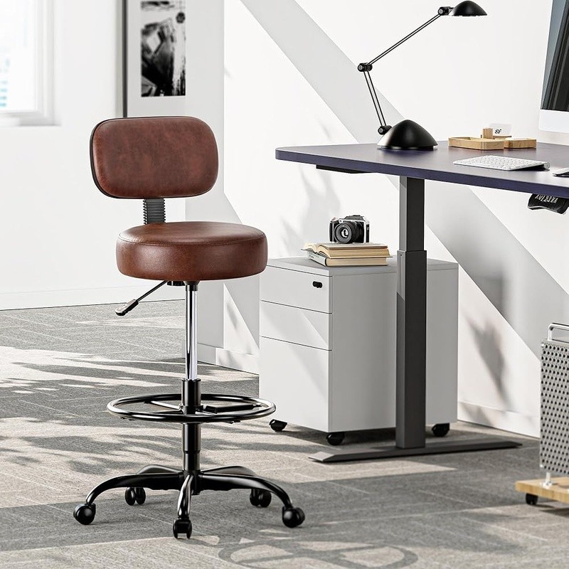 Adjustable Drafting Stool Rolling Office Chair Industrial Height Adjustable New