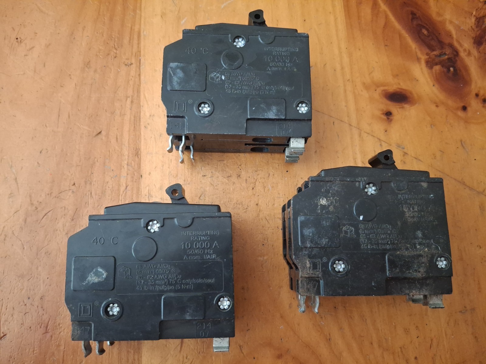 Lot of 3 Square D QO260 2 Pole 60 Amp 120/240V Circuit Breaker Type QO