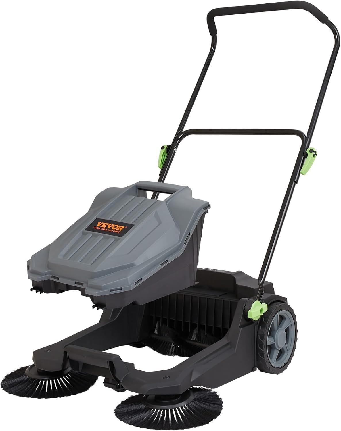 Walk-Behind Hand Push Floor Sweeper, 25.6″ Sweeping Width Floor Sweeper Manua…