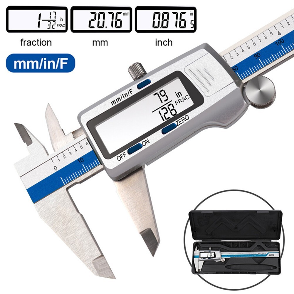 Digital Display Vernier Caliper 150mm Fraction/MM/Inch Caliper Stainless Steel