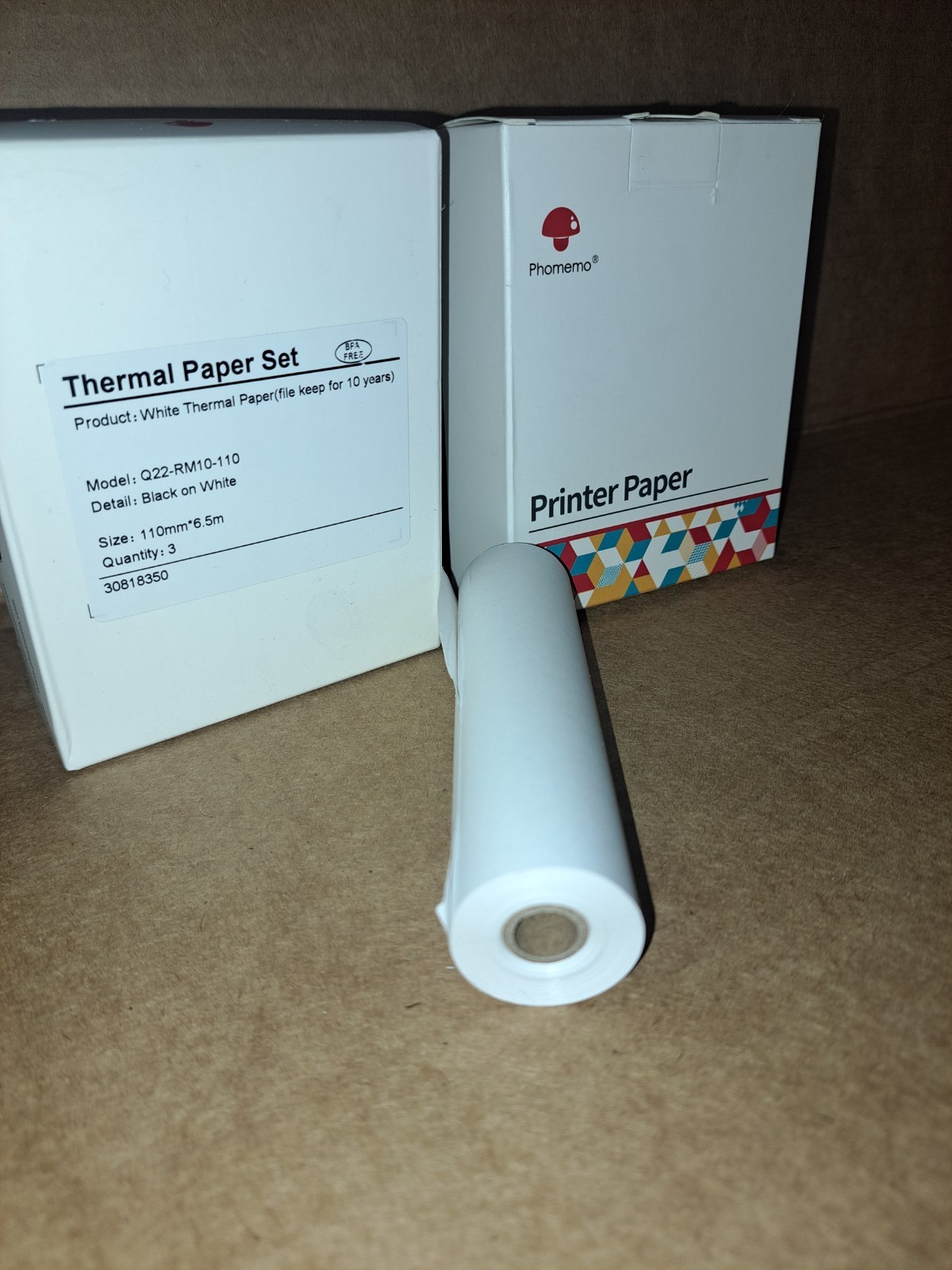 Phomemo Printer Thermal Paper Set Non Adhesive 110mm 6.5m 6 Rolls Total