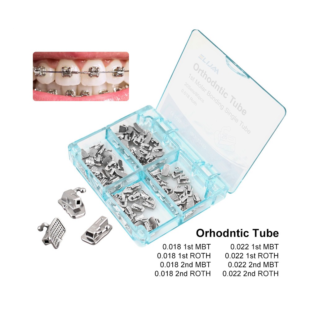 Dental Ortho Buccal Tube 1st/2nd Molar Roth/MBT .018/.022 Non-Convertible 80pcs