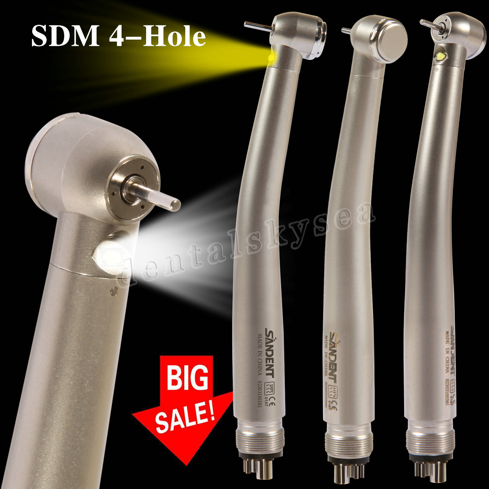 NSK Style Fiber Optic Dental E-generator LED 3-Spray High Speed handpiece 4 Hole
