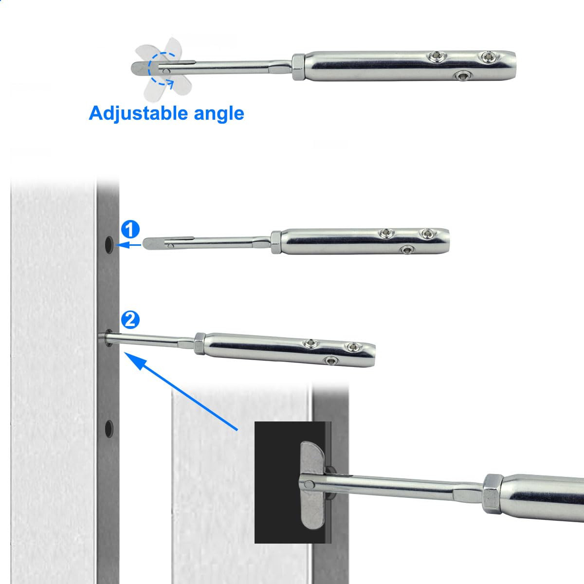 Adjustable Swageless Tensioners for 3/16″ Stainless Steel Cable Railing, 10 Pair