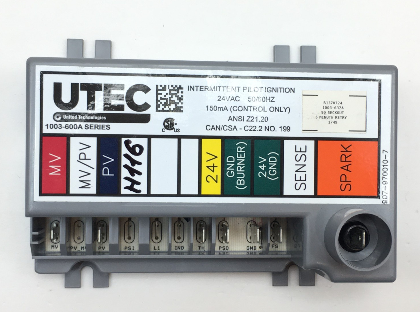 UTEC 1003-600A Intermittent Pilot Ignition 1003-637A B1370724 used #H116