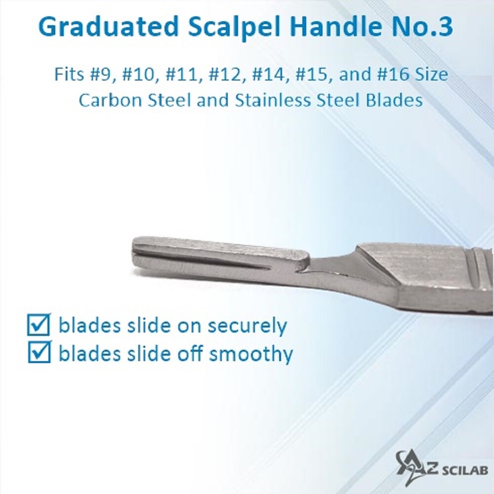 100 pcs Carbon Steel Sterile Surgical Scalpel Blades #12 + Graduated Handle No 3