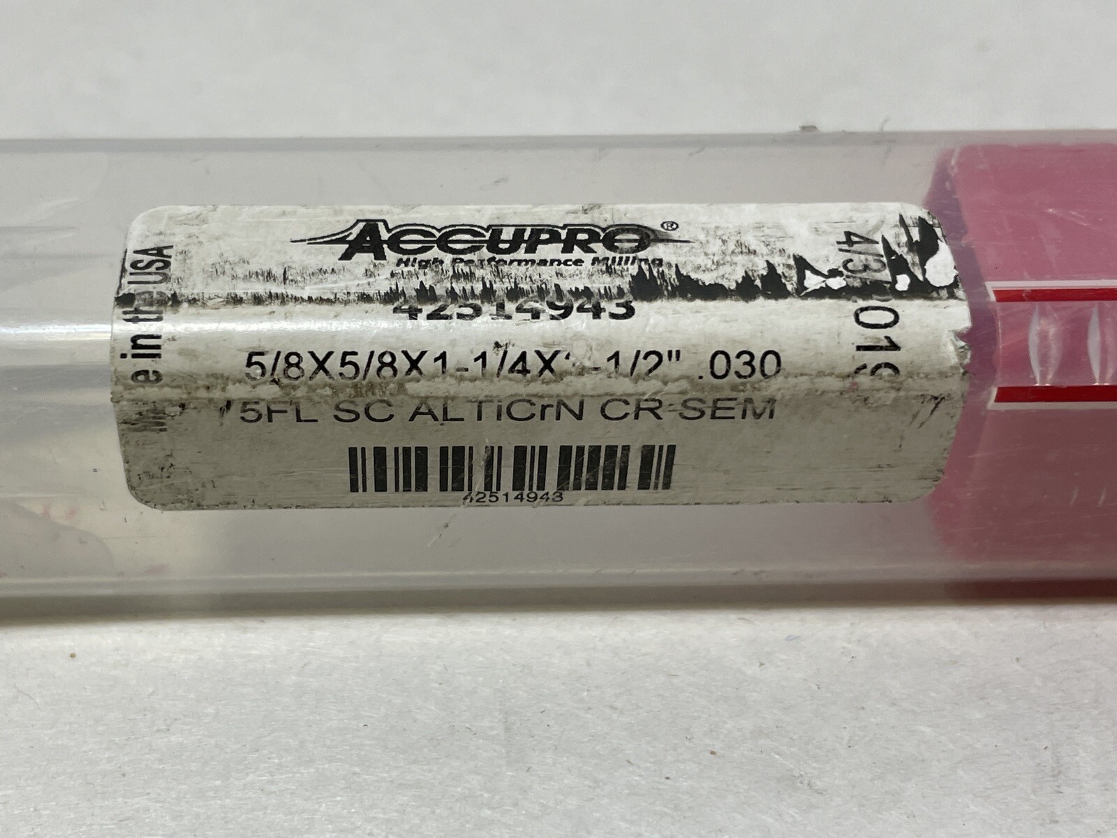ACCUPRO 5/8″ x 5/8″ x 1-1/4″ x 3-1/2″ Corner Radius End Mill 42514943 5 Flute