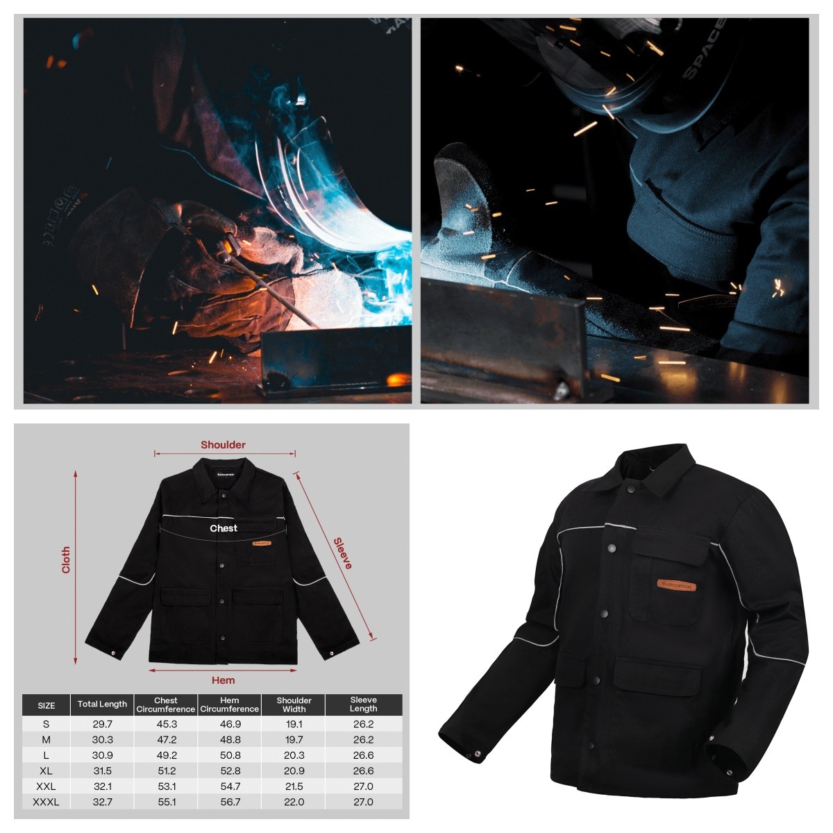 ARCCAPTAIN Welding Jacket 11 oz Cotton Flame Resistant Light weight Weld Clothes
