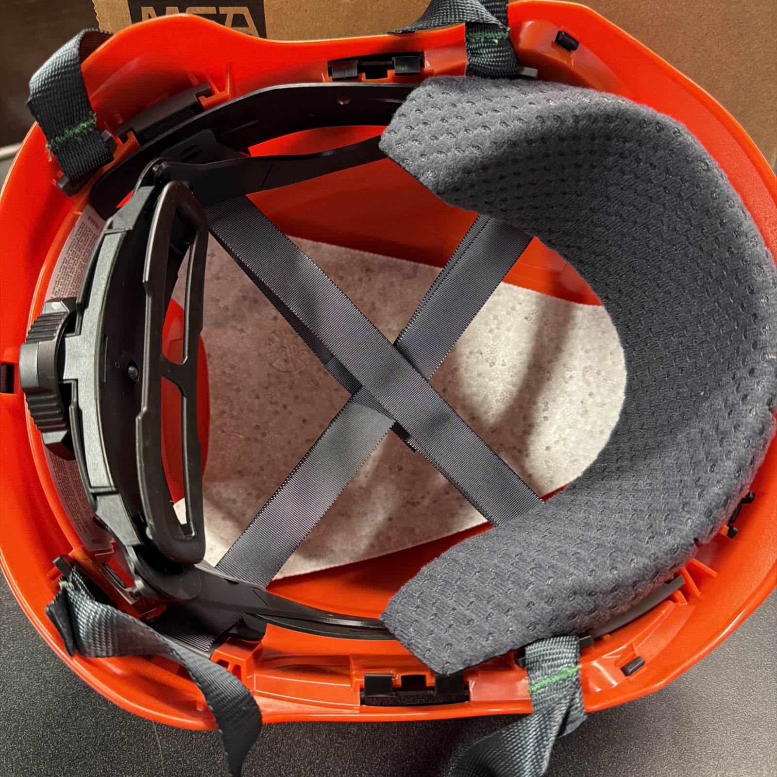 MSA V-Gard H1 Hard Hat Orange 4 Point Ratchet Safety Helmet Open Box NEW