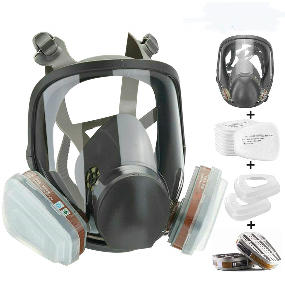 Full Face Respirator Gas Mask for Chemical Organic Vapors Dust Painting Spraying