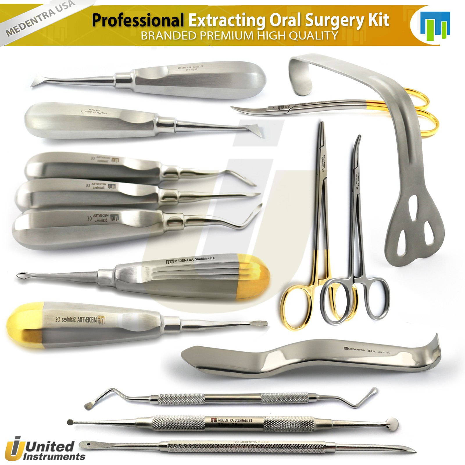 Professional Extracting Oral Surgery Kit Complete Basic Dental Set Of 15