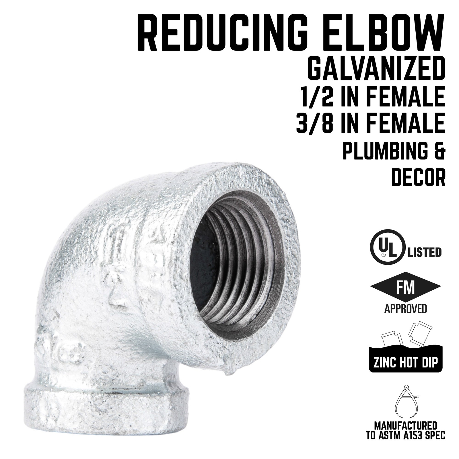 1/2 in. x 3/8 in. Galvanized Iron Reducing Elbow