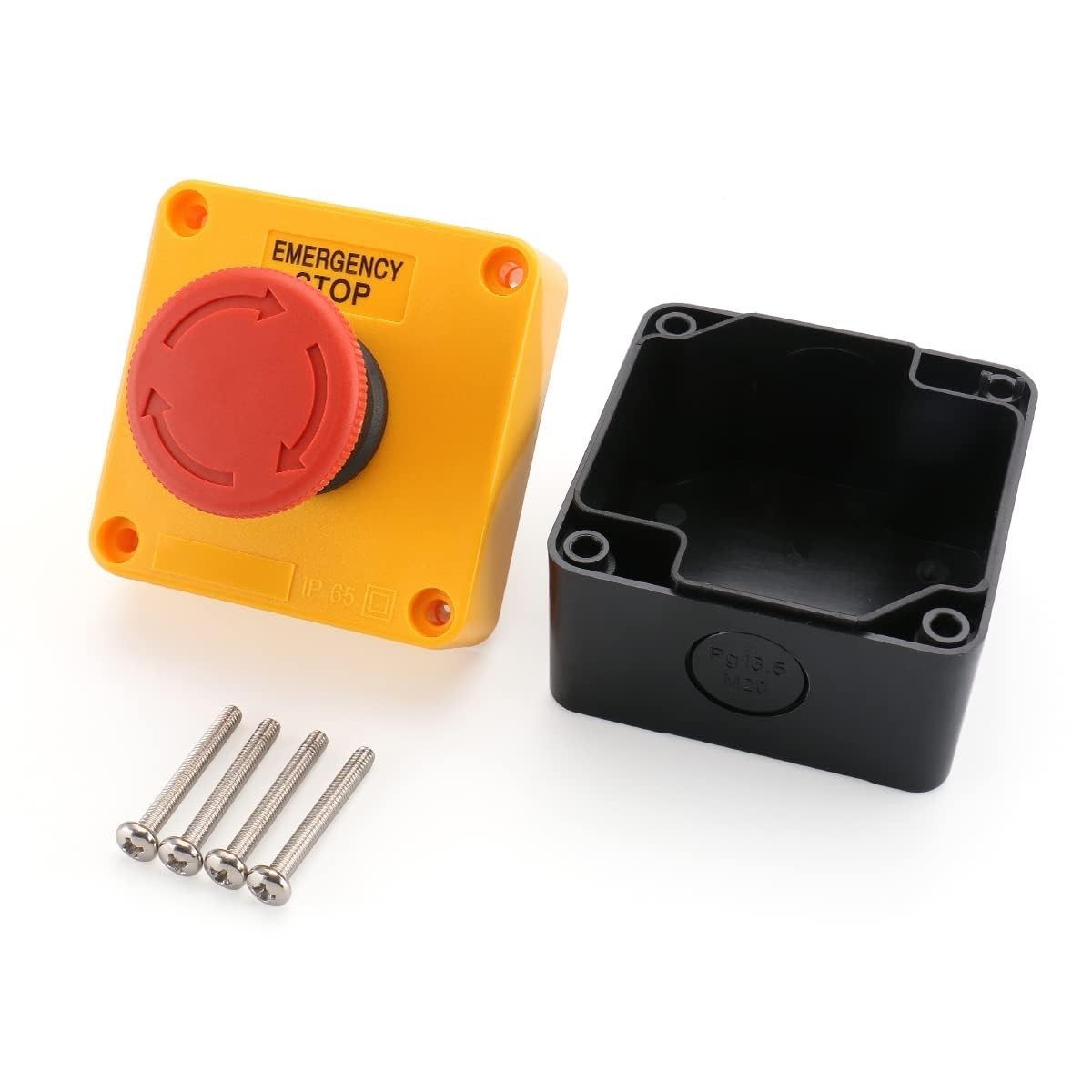 Red Emergency Stop Switch Weatherproof Push Button with Box 10A 660V 1NO 1NC