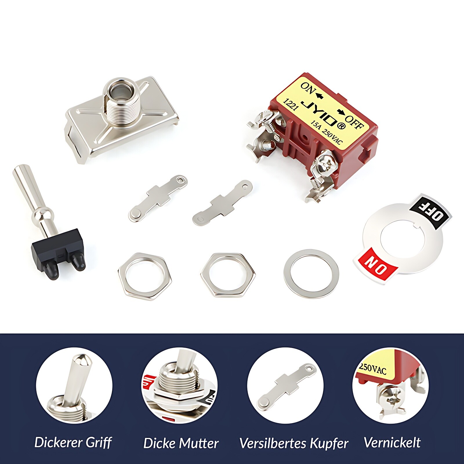Heavy Duty Metal Toggle Switch On-Off / On-Off-On 15A 250Vac For Car Dash Boat