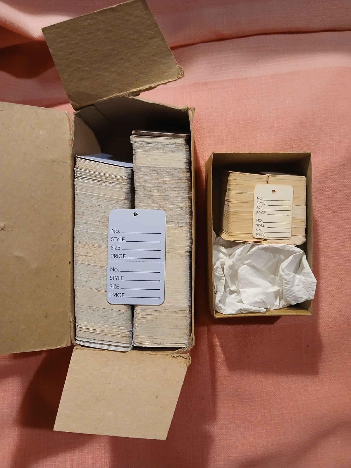 2 Boxes of Perforated Price Tags Large Blue and Small White AS SHOWN