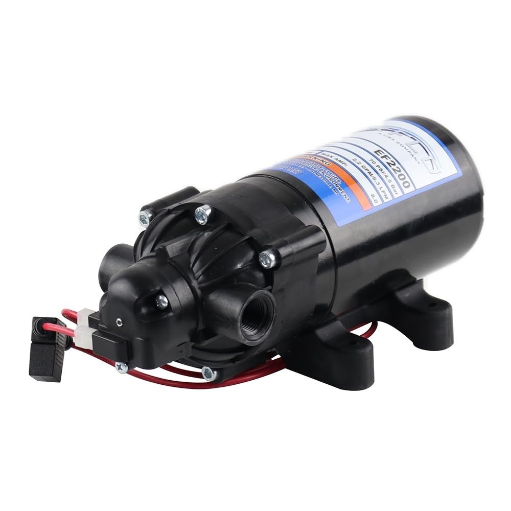 Everflo EF1000-BOX 12V Diaphragm Pump with 3/8″ Hose Barb Ports, 1.0 Gpm