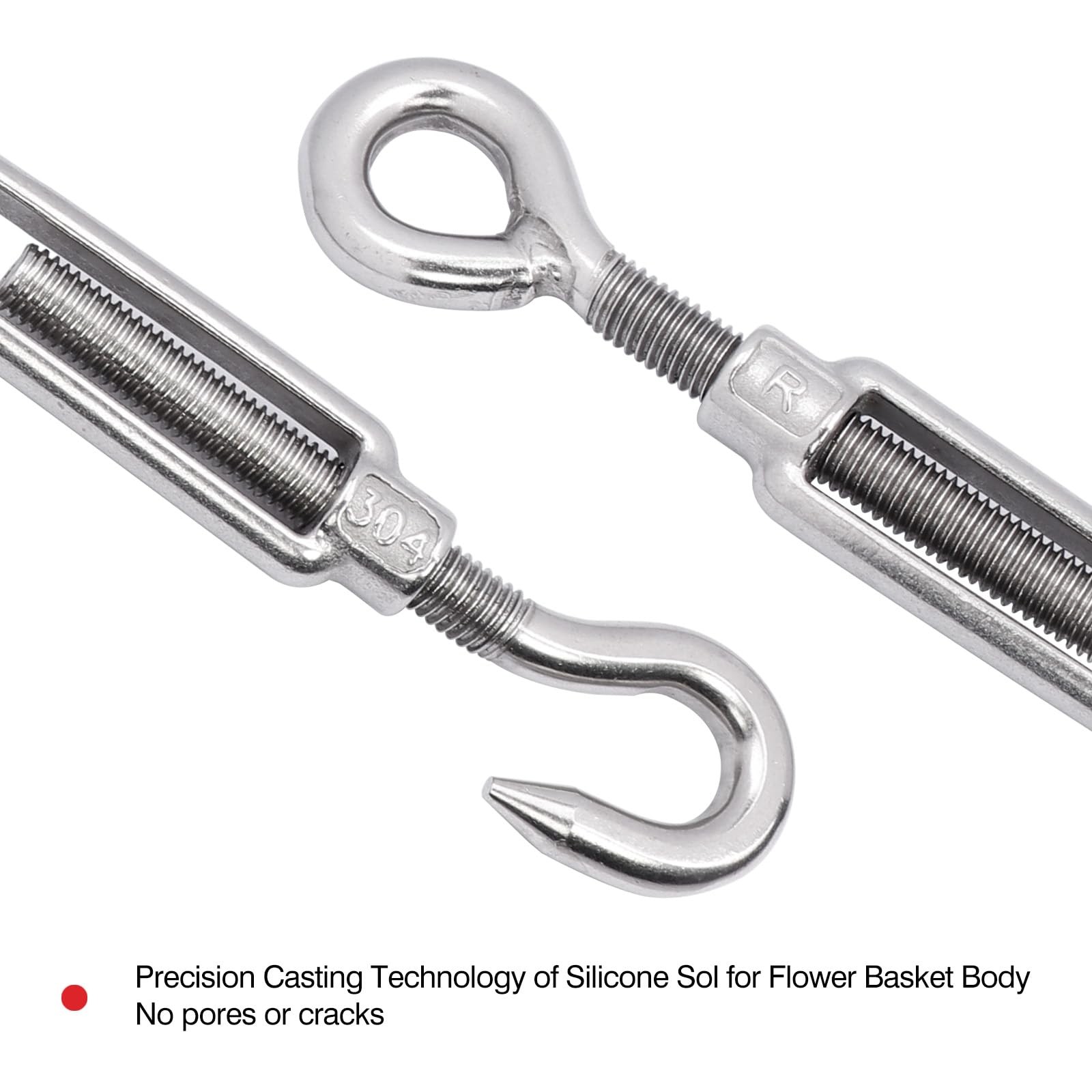 3/8 Inch Turnbuckle Hook Eye M10 Turnbuckles For Wire Rope Tension 304 Stainle
