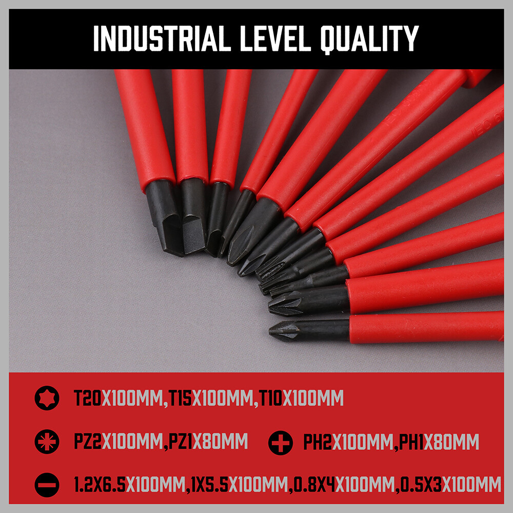 13PC 1000V Magnetic Insulated Electrician Screwdriver Set VDE-GS DIY Tool Kit