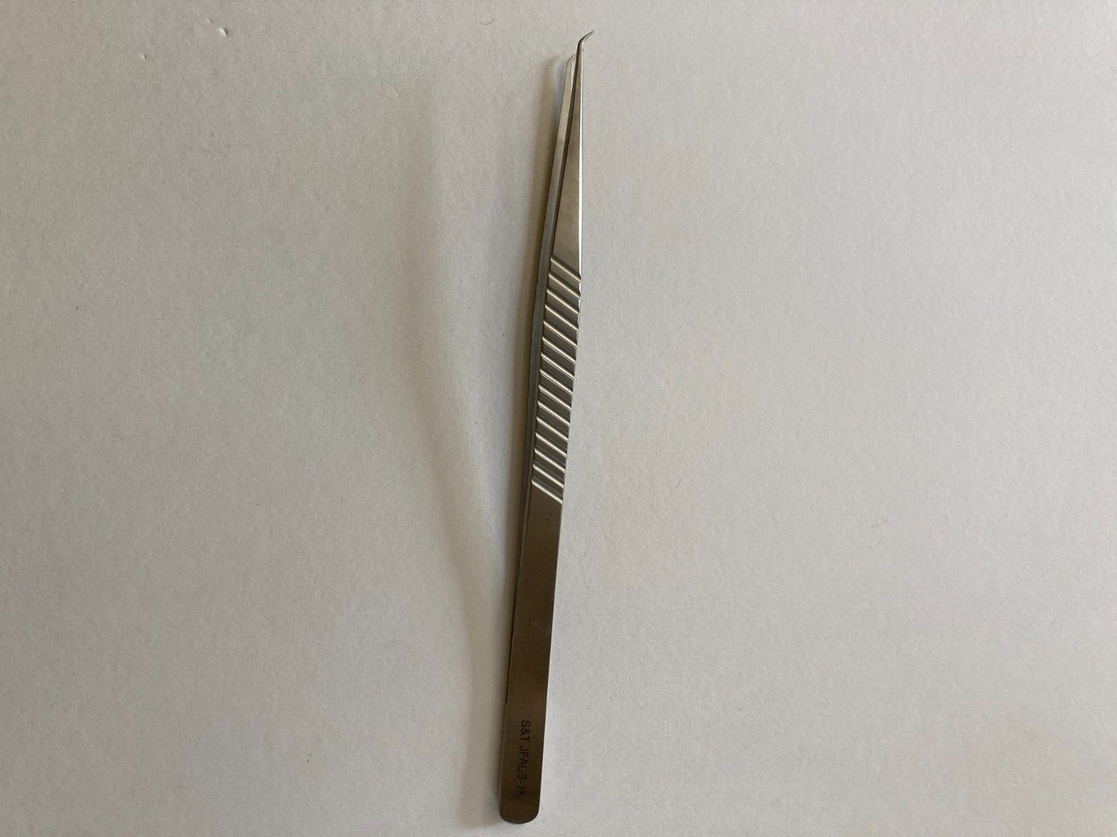 S&T Flat Handle Straight Tip Micro Forceps Stainless Steel Instrument JFAL-3-18