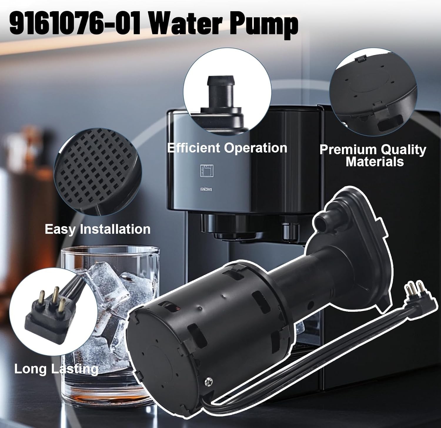 9161076-01 Water Pump Replacement 115V Ice Machine Pump Motor Compatible with