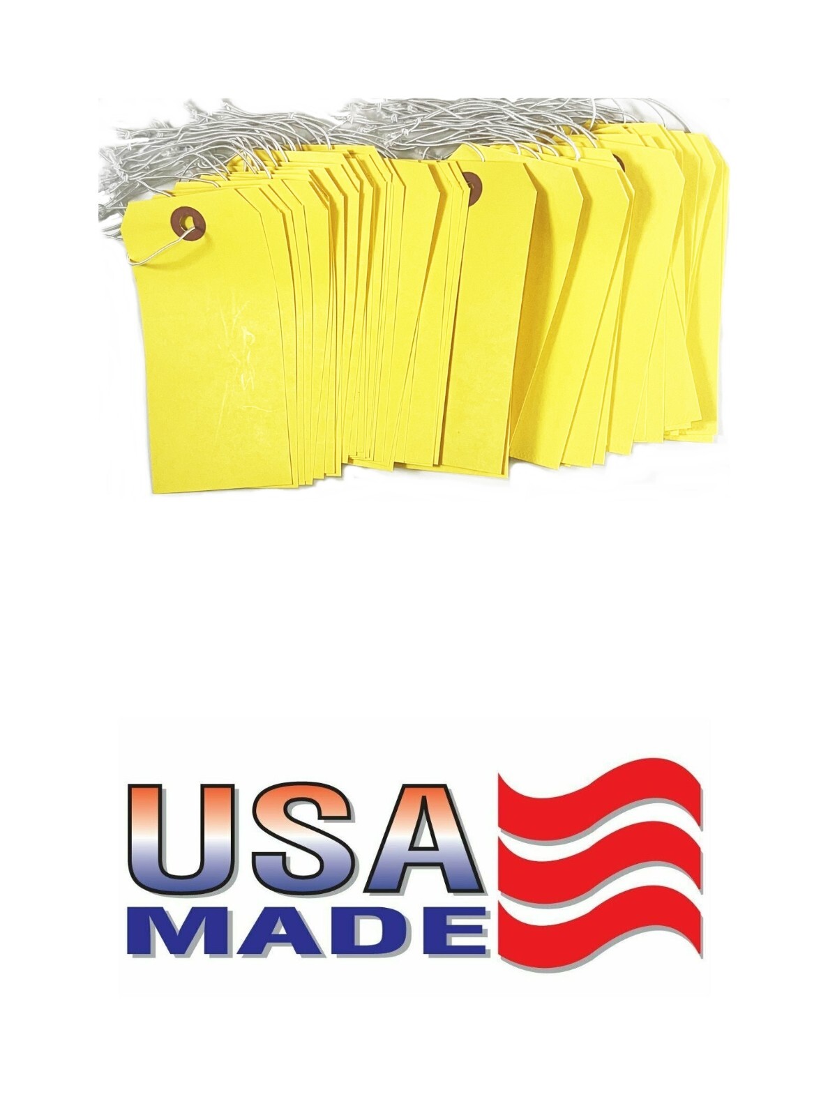 100 of 4 3/4″ x 2 3/8″ Yellow Inventory Tags with ELASTIC Stretchable String