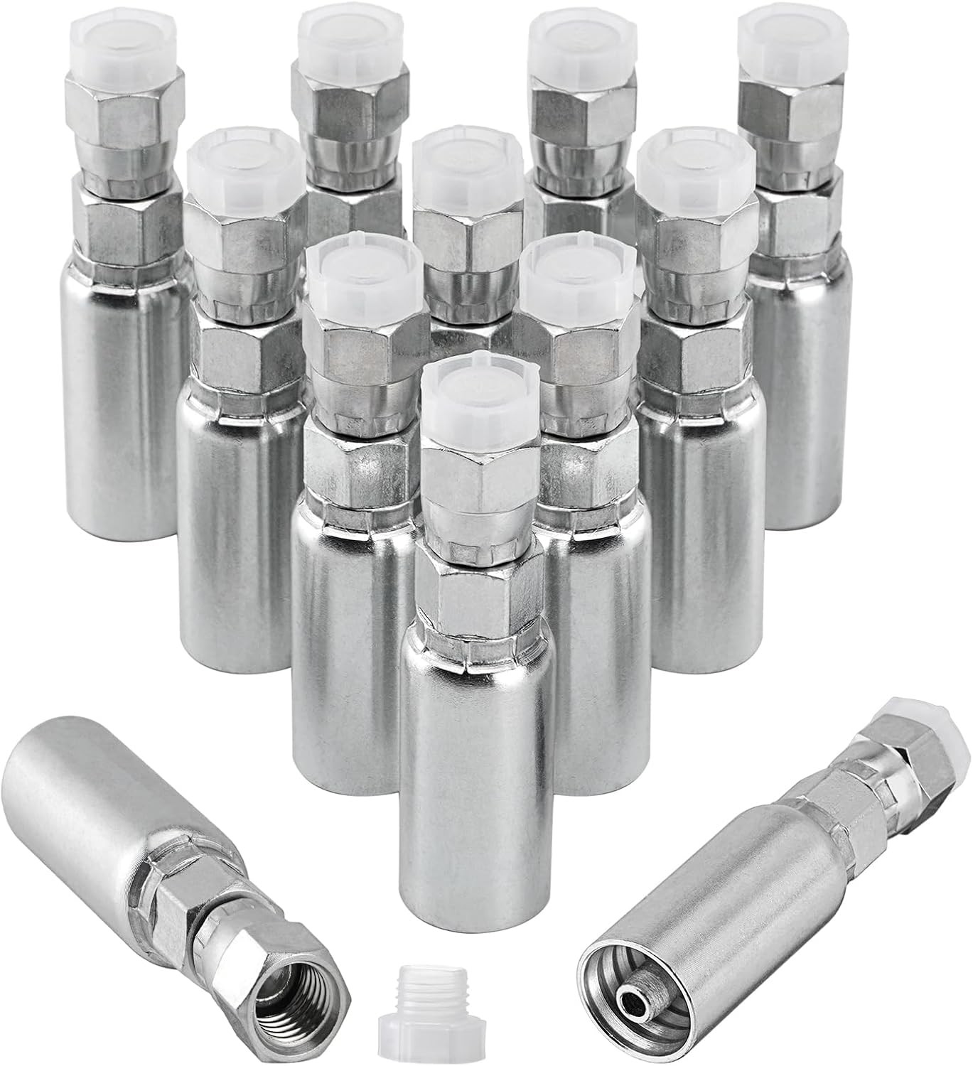 12PCS 1/4″ Hydraulic Hose Fittings 1/4″x1/4″ JIC 37° Female w/ Protection Cover