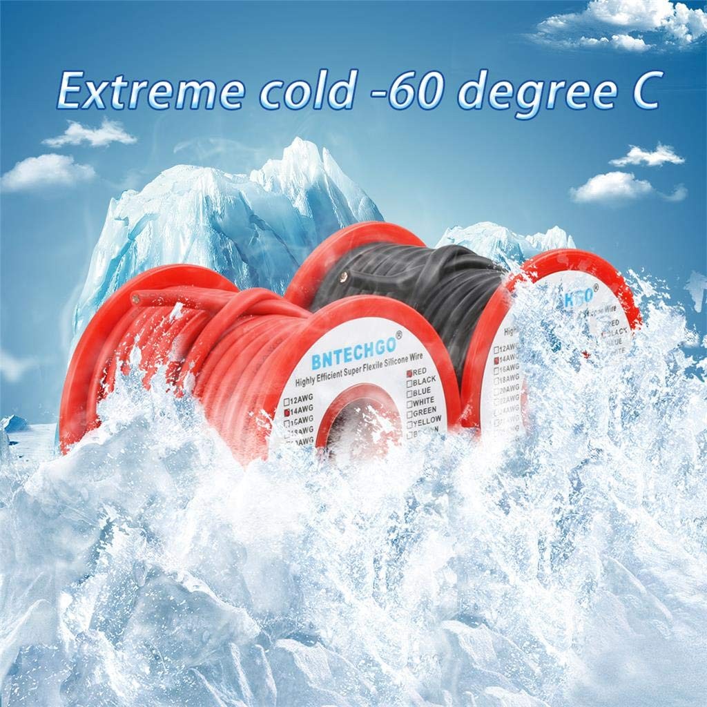 BNTECHGO 14 Gauge Silicone Wire Spool red and Black Each 25ft Flexible 14 AWG…