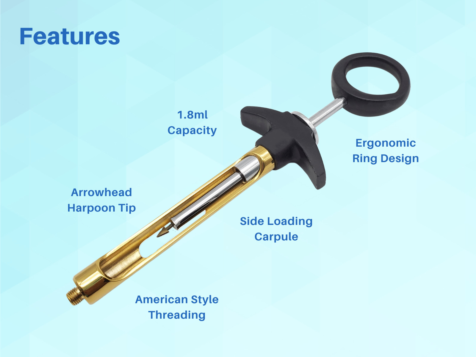 Dental Syringe Aspirating 1.8ml Black & Golden ARTMAN