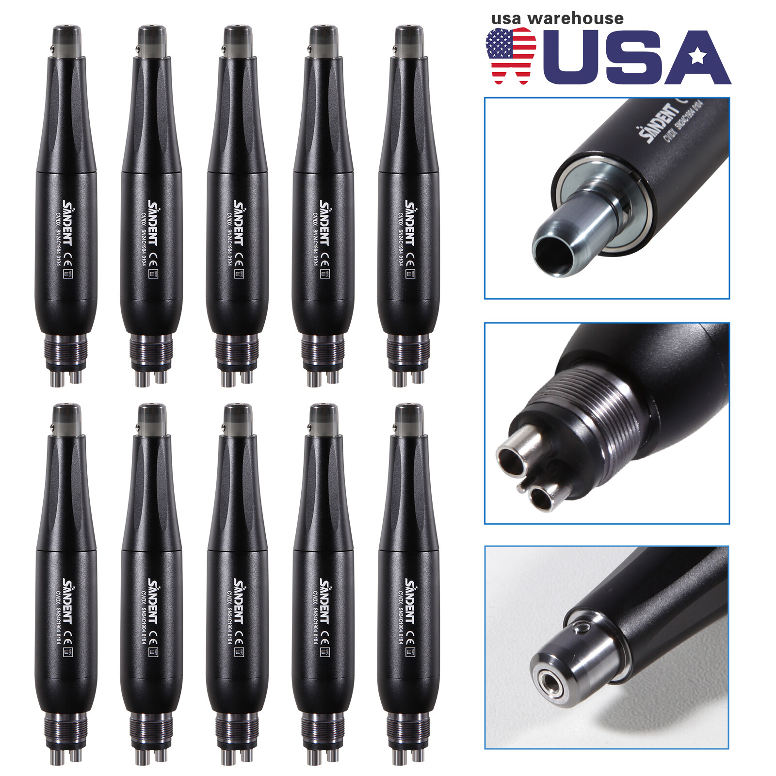 Dental Hygiene Prophy Handpiece Mini 4:1 Straight Nose Cone HP Air Motor 4Hole