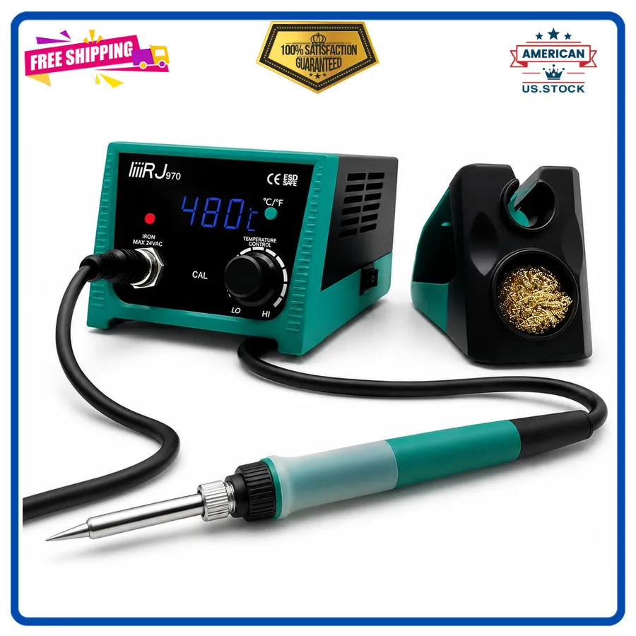 75W Digital Soldering Station Adjustable Temp with 5 Tips and Repair Tools Kit