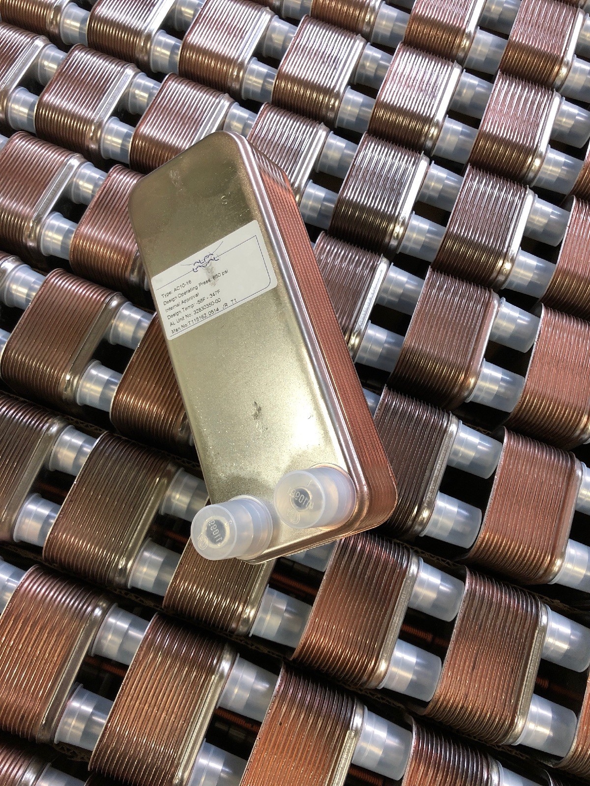 NEW, ALPHA LAVAL, AC10-16, BRAZED PLATE HEAT EXCHANGER, -58 – 347F, R410A. (41C)