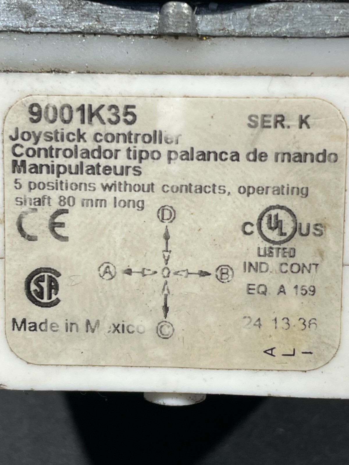 Square D 9001 K35 J Joy Stick Operator, Scratches & Missing Boot, Used & Checked