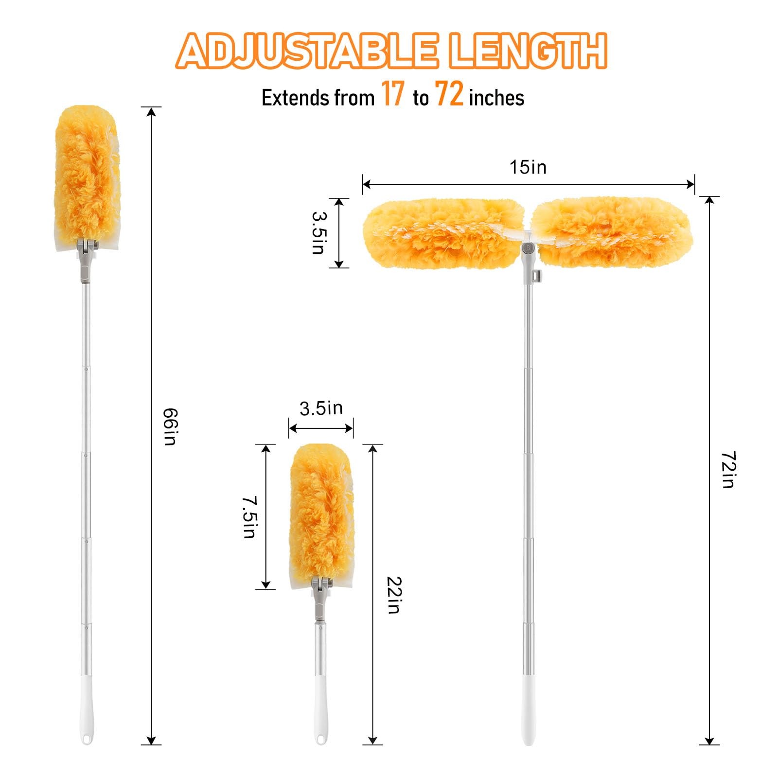 SetSail 6 ft Extendable Duster Handle with 20 Refills, 6 ft, Orange