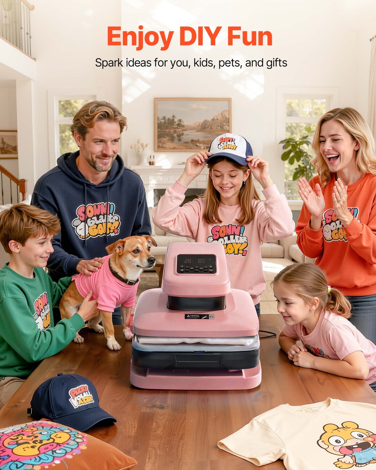 VEVOR Auto Heat Press Machine T-Shirt Press Machine 15 x 15 in Heat Plate Pink